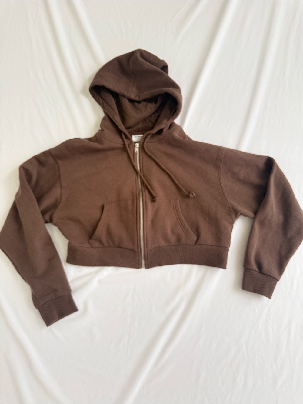 Cotton On Cropped Brown Zip Up Hoodie XL Streetwear Casual Athleisure Cozy